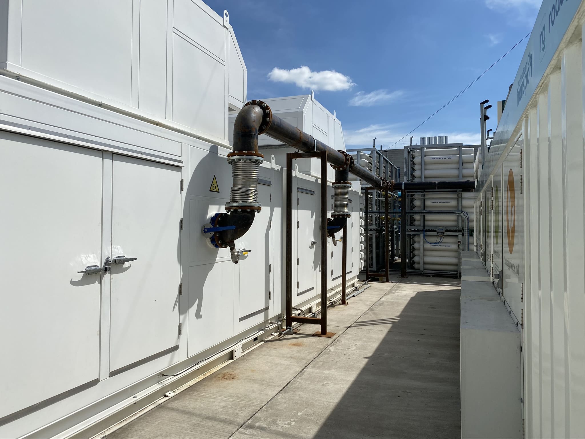 View of gas refuelling infrastructure with storage units and piping for Bio-LNG and Bio-CNG supply